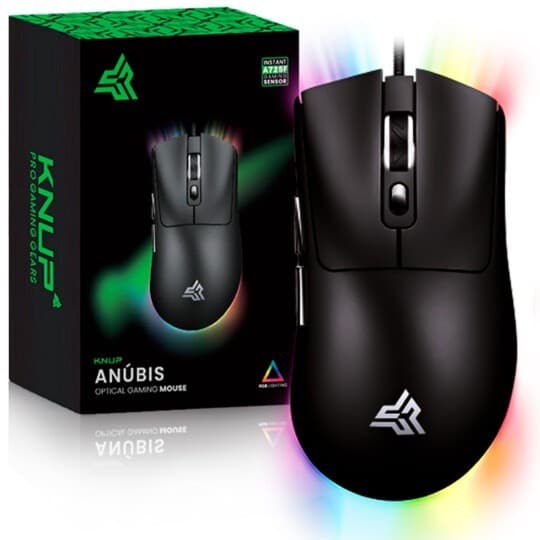 Mouse Gamer Anúbis Mu021 com fio USB RGB 7200DPI  Resposta Rápida e Precisa 7 Botões