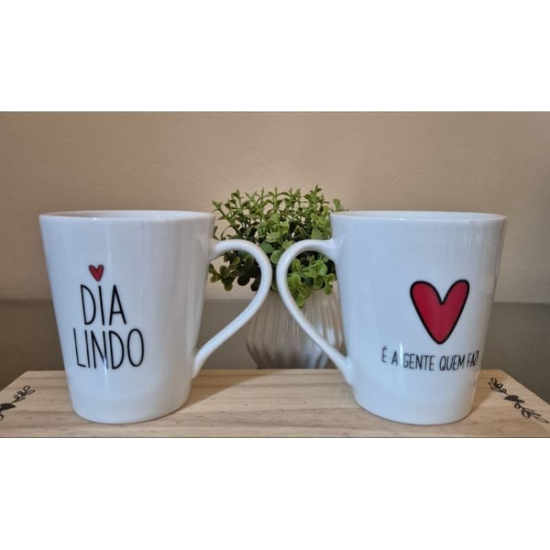 Caneca 300ml Porcelana Branca decorada frase motivacional - 1 un