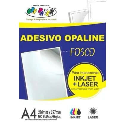 Papel Adesivo Opaline Fosco Off Paper 100 Folhas Jato de Tinta Inkjet e Laser