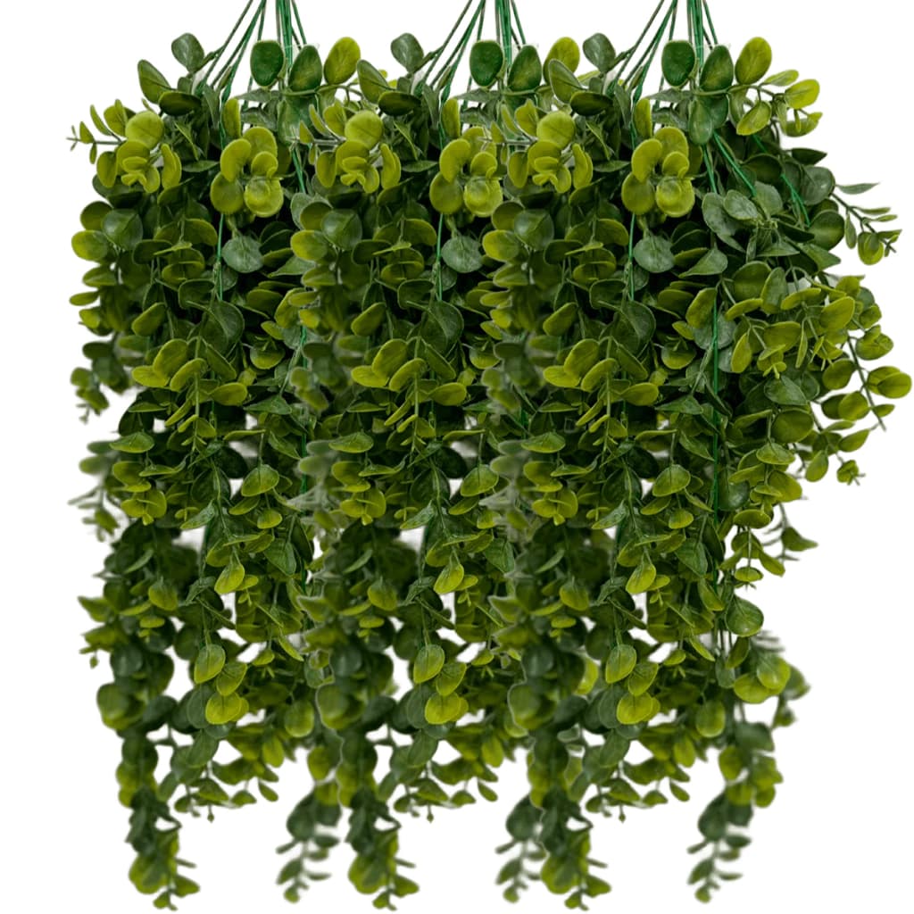 2 Pendentes Eucalipto Jardim Vertical Folhagem Toque Realista e Real