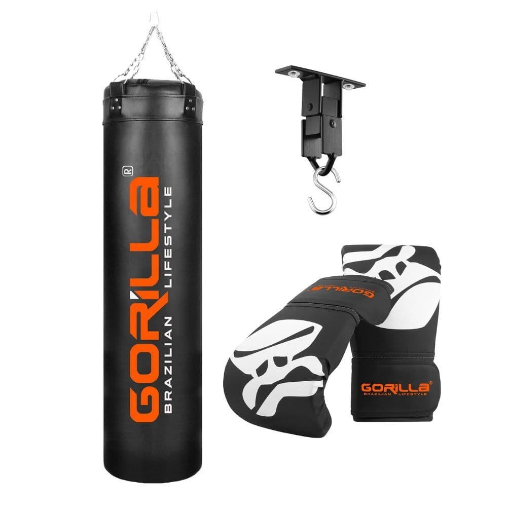 Saco De Pancada Profissional 180 Cm + Luva Bate Saco Pro Boxe + Suporte Teto Articulado Gorilla
