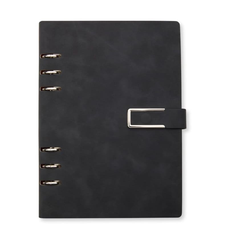 Caderno Fichário A5 Preto Elegante 119 Folhas Pautadas
