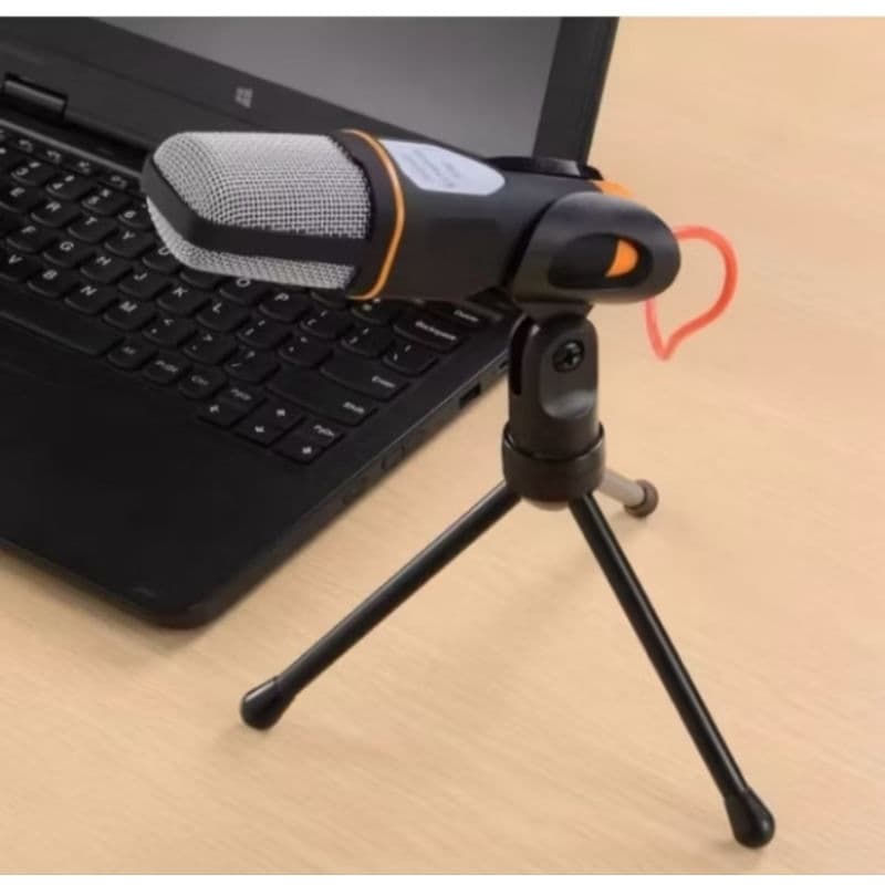 Microfone Condensador com tripé de mesa para PC celular notebook Gravador omnidirecional