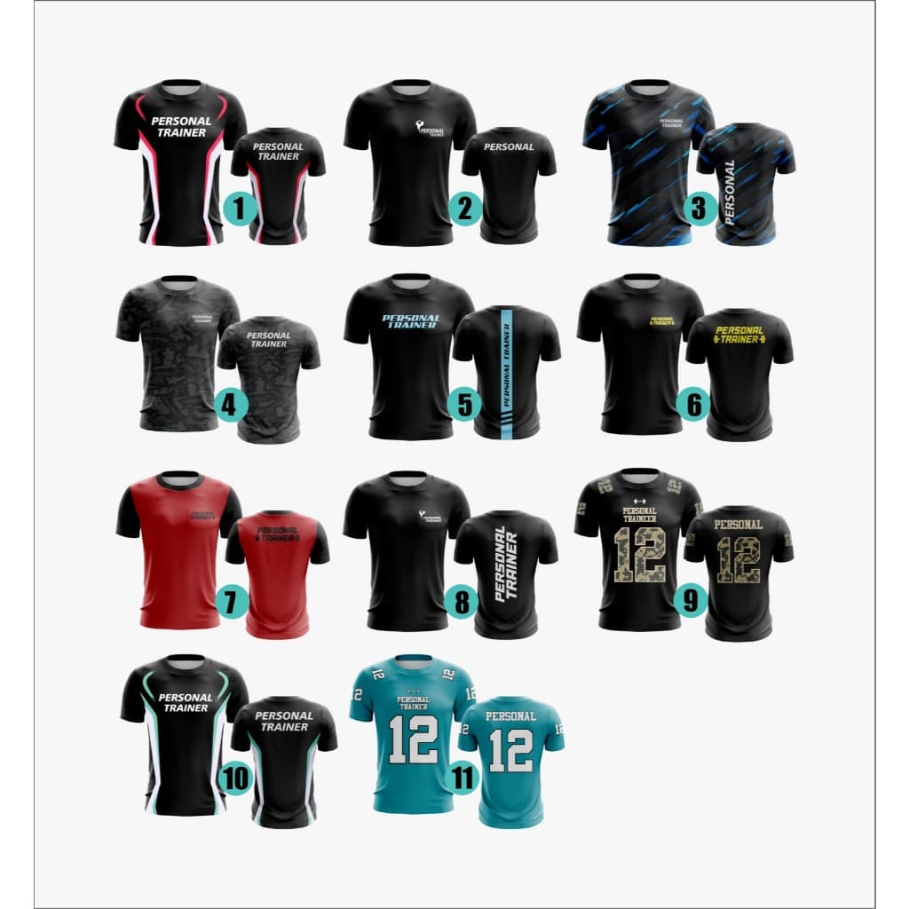 Camisa Personal Trainer UV preta e varias cores