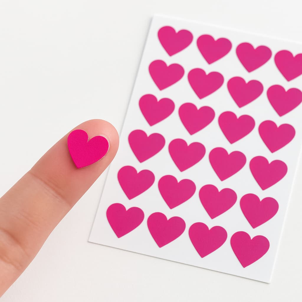 Adesivo Coração Rosa Pink 1cm – Para Embalagens, Cartão fidelidade, Planner, embalagem e decoração