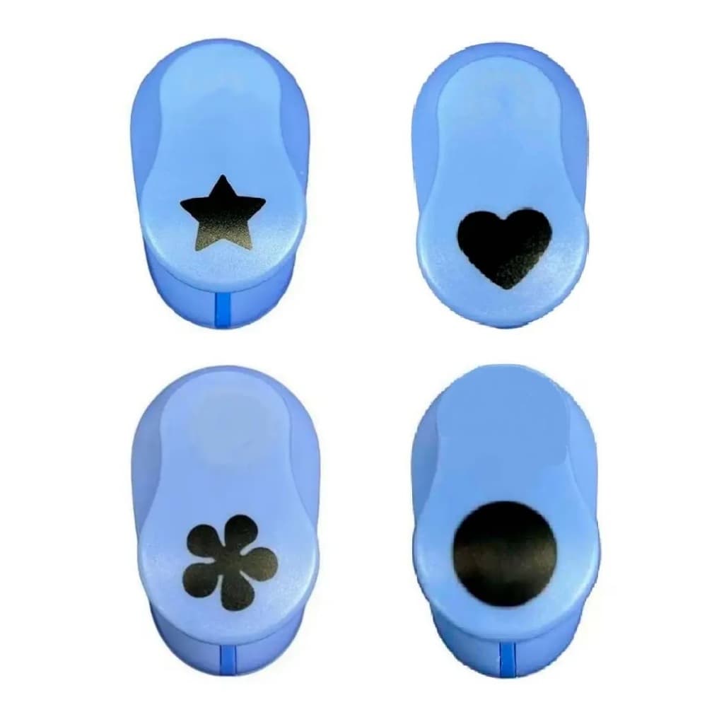 Kit 4 Cortador Perfurador Furador De Papel e E.V.A  - 1,6cm - ESTRELA - CORAÇÃO - CIRCULO - HÉLICE