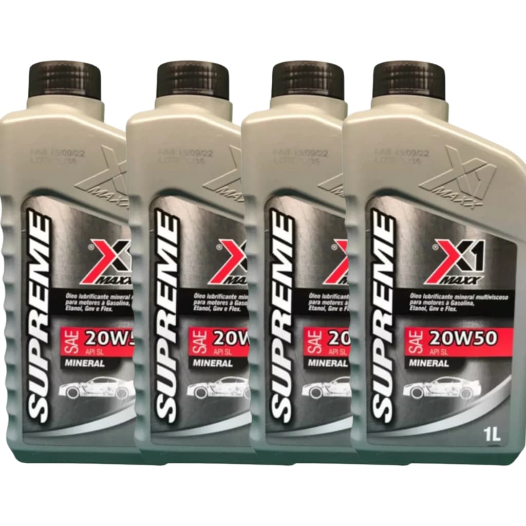 KIT 4 Litros Oleo 20w50 Óleo Lubrificante Para Motores Gasolina Alcool Flex Gnv  Carro Motor Cansado