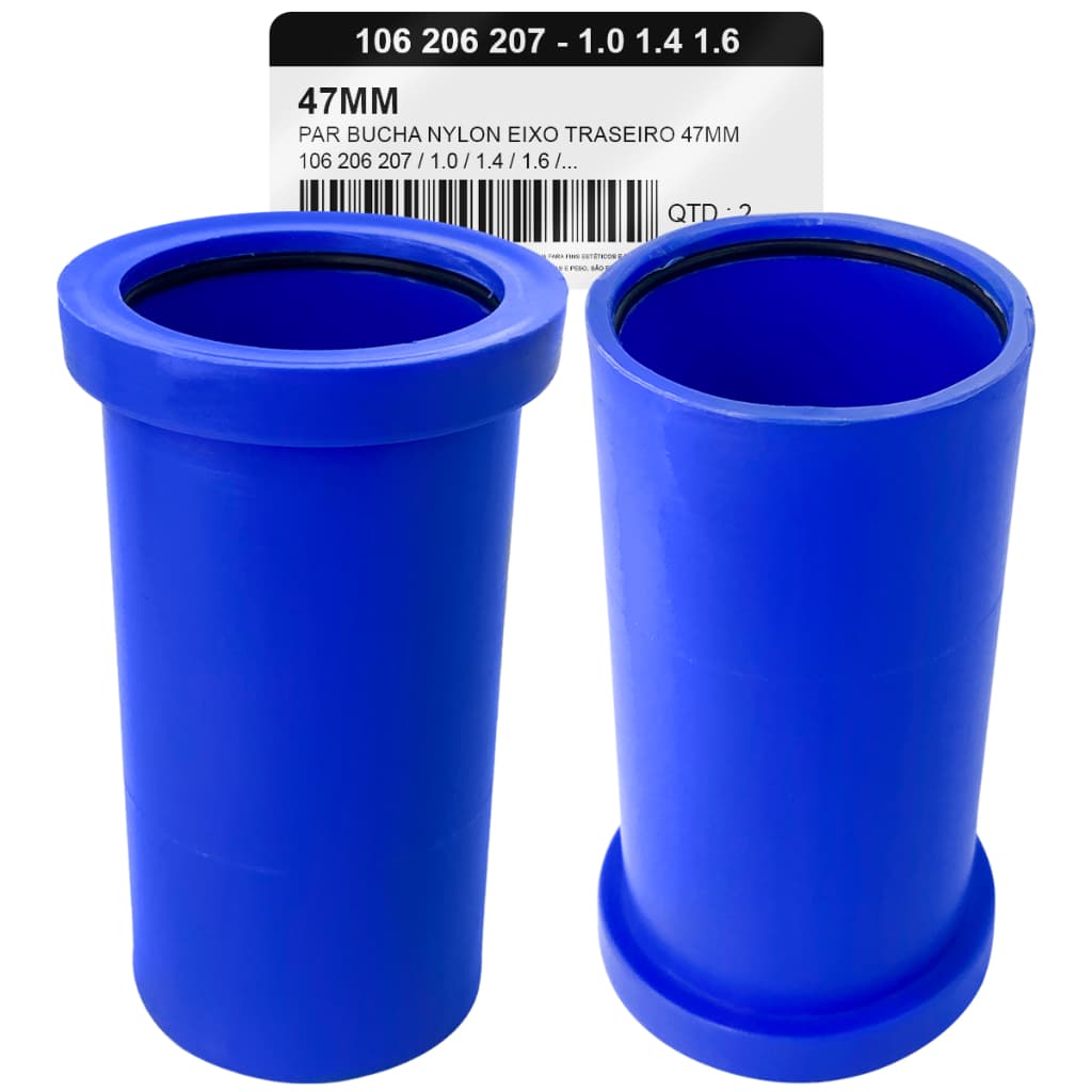 2 Bucha Nylon Eixo Traseiro de 47mm Para 206 1.0 1.4 1.6 1999 a 2008 / 207 1.4 1.6 2009 a 2013