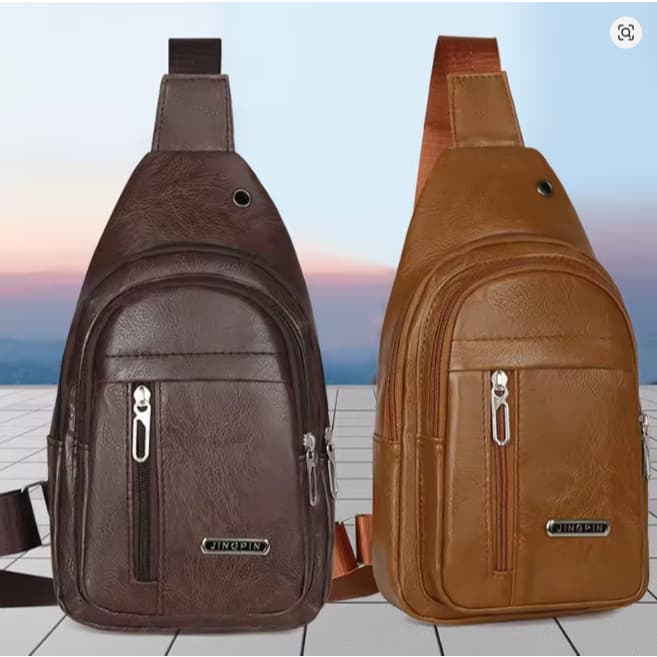 Bolsa Transversal Peito Couro Legítimo Impermeável Ombro