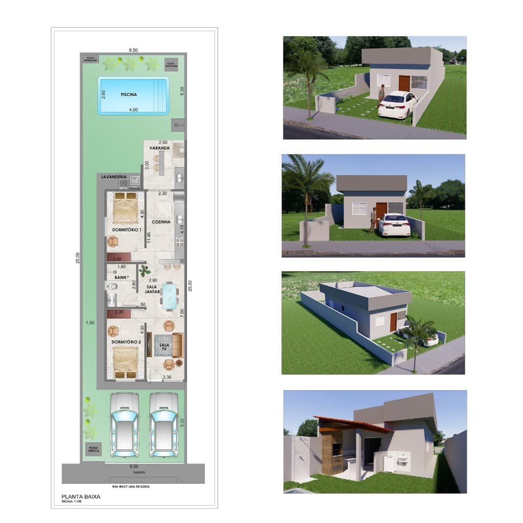 Projeto Planta Arquitetônica + Projeto em 3D da Fachada Externa - Casa e Construção