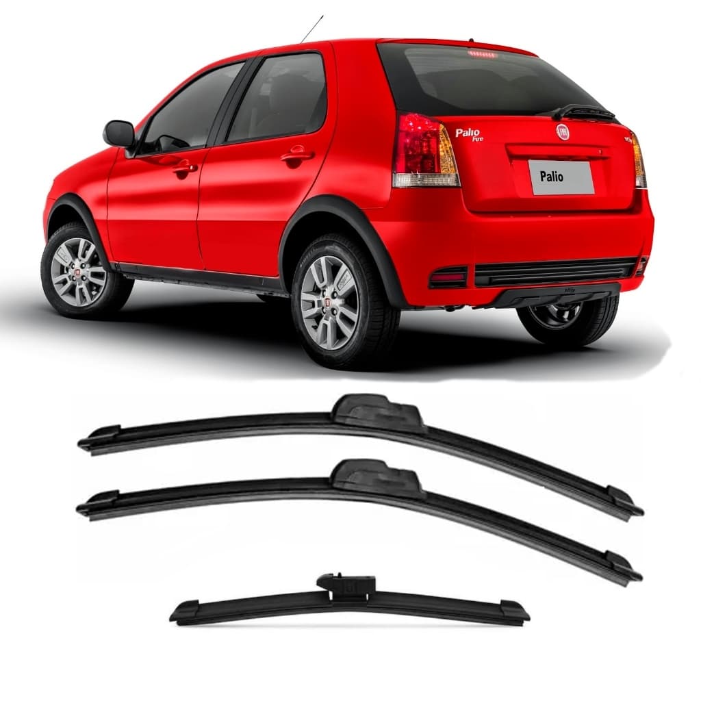 Kit 3 Palhetas Limpador De Parabrisa Dianteiro + traseiro Fiat Palio G3 / G4 2004 até 2015  paleta silicone  envio rapid