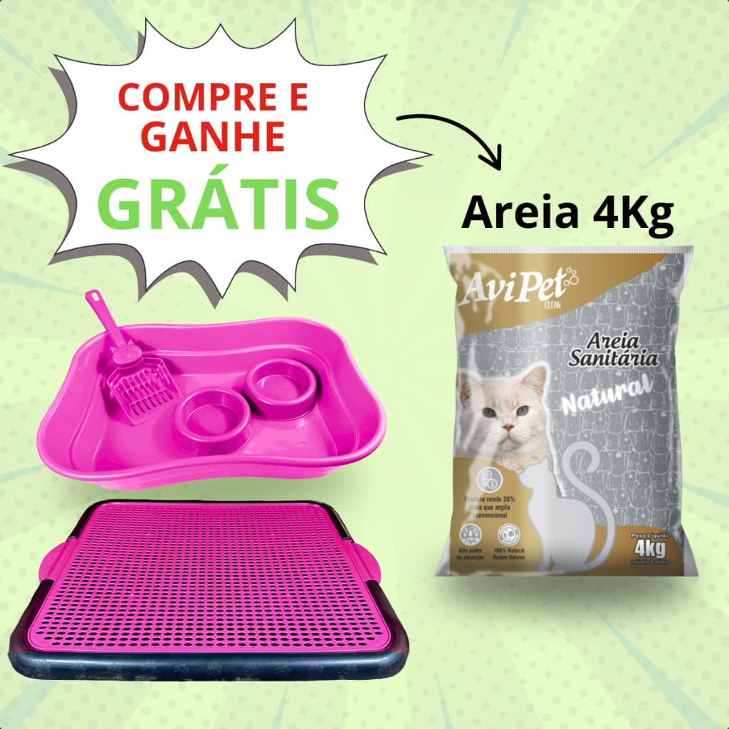 Kit Gato Completo Com Caixa de Areia e Bandeja + Brinde Areia Natural Grossa 4kg