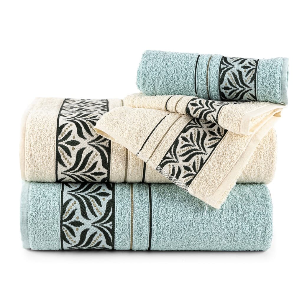 Jogo 04 Toalhas 02 Banho e 02 Rosto Alta Absorção 100% Algodão Detalhes Jacquard