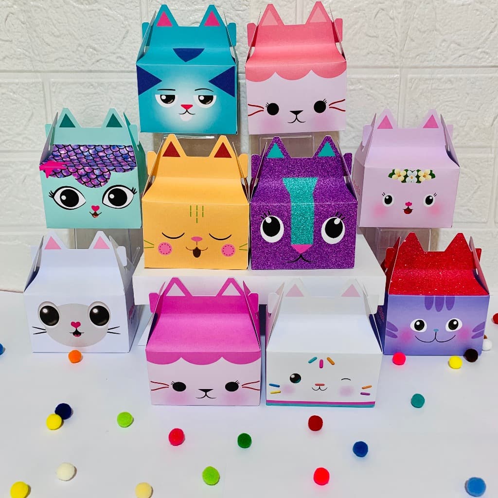10 Caixas Personalizada Gatinhos - A casa mágica da Gabby , gatuno, cake, sereiata - Lembrancinha festa Infantil