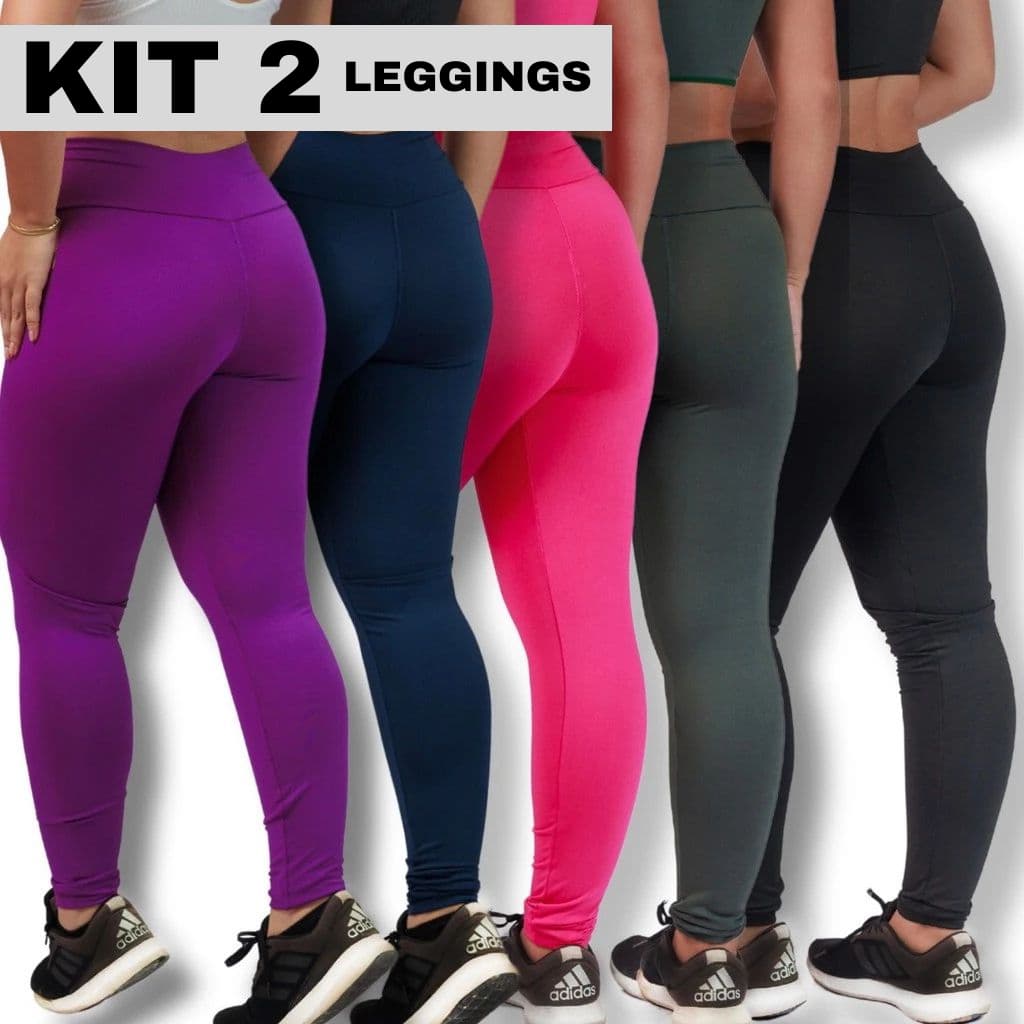 Kit 2 Calça Legging Fitness Lisa Suplex Cintura Alta Academia Não Fica Transparente