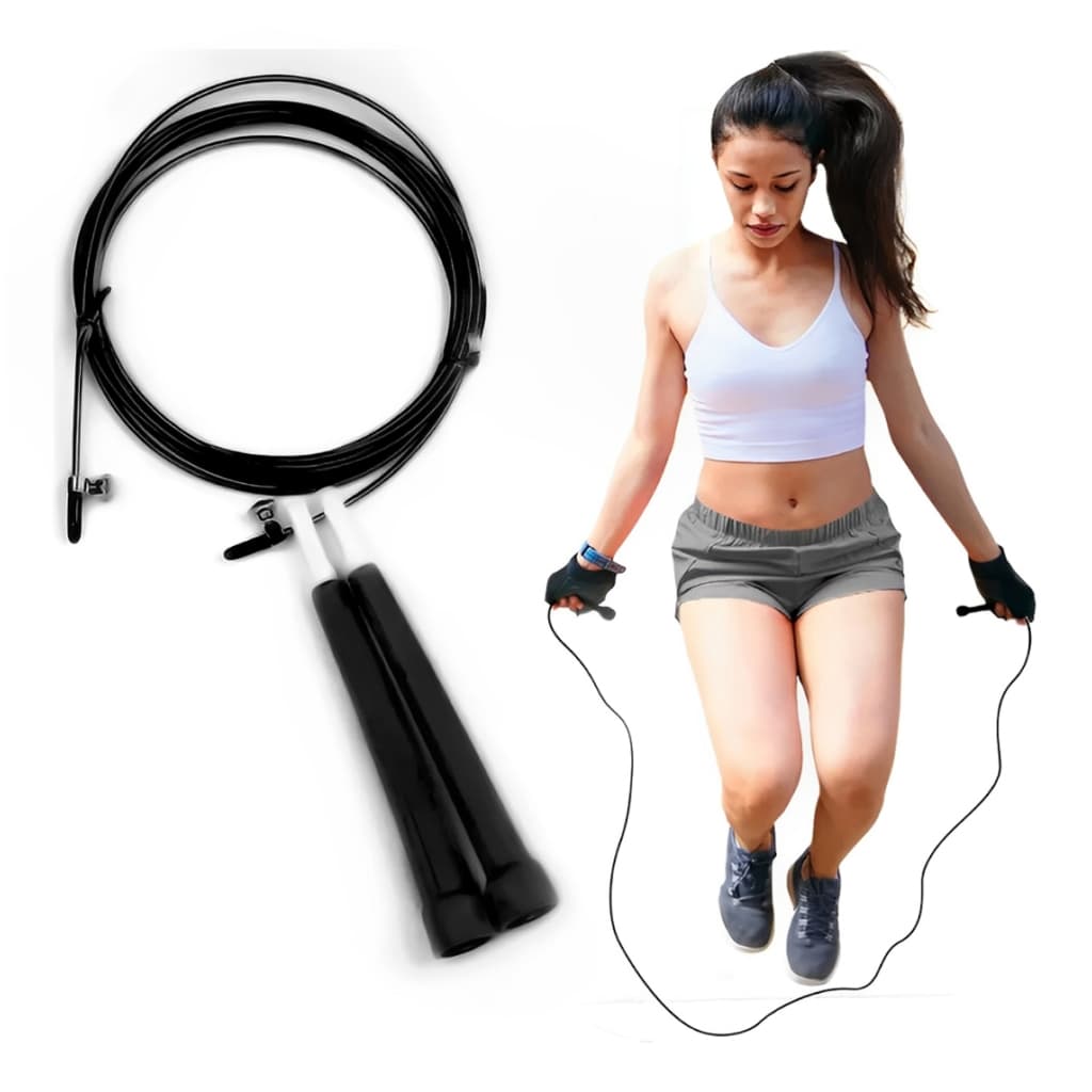 Corda De Pular Crossfit Speed Rope Rolamento 3m Cabo De Aço Speed Regulagem Preta Verde Azul
