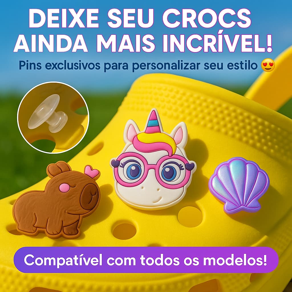 Pin Botton Babuche Emborrachado Com Adaptador Decoração Crocs Diversos