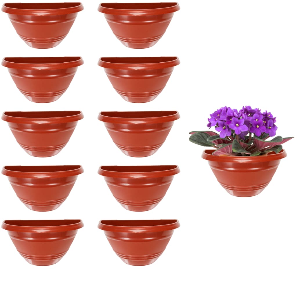 Kit 24 Vasos de Parede 450 ml Terracota Marrom Plastico Flores Plantas Decoração Horta Vertical