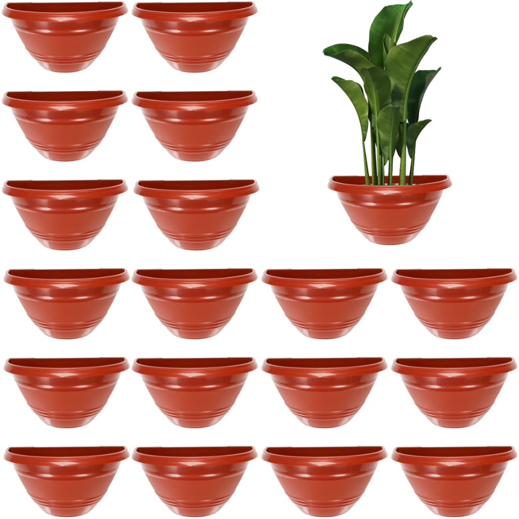 Kit 20 Vasos de Parede 1000ml Marrom Terracota Meia Lua para Flores e Plantas e Decoração Vertical