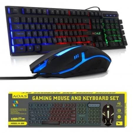 Kit Teclado Mouse Gamer Semi Mecânico Led Rgb Usb Para Pc/ Teclado E Mouse Gamer RGB Semi Mecanico  M-300