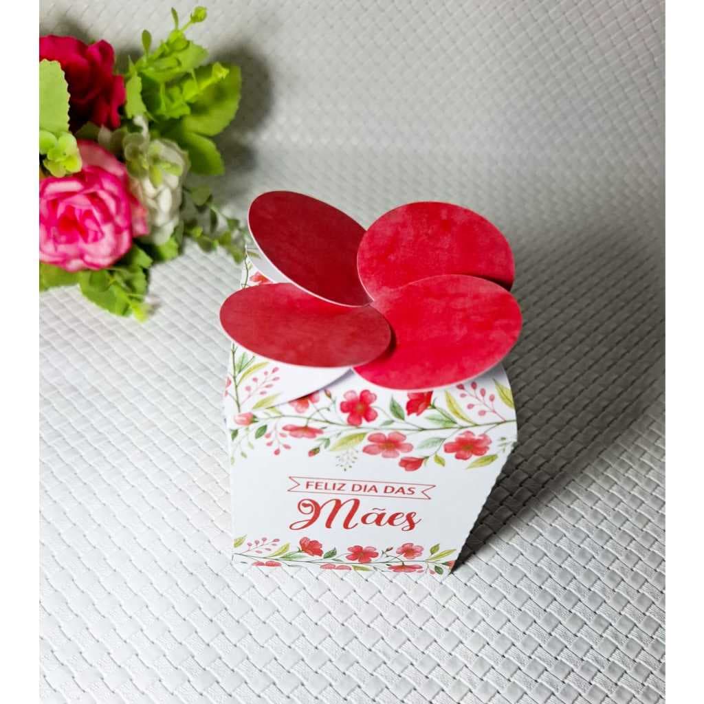 kit 10 Caixa Flor para Lembrancinha Dia das Mães - caixinha personalizada - Suporta Bombons ou Doces