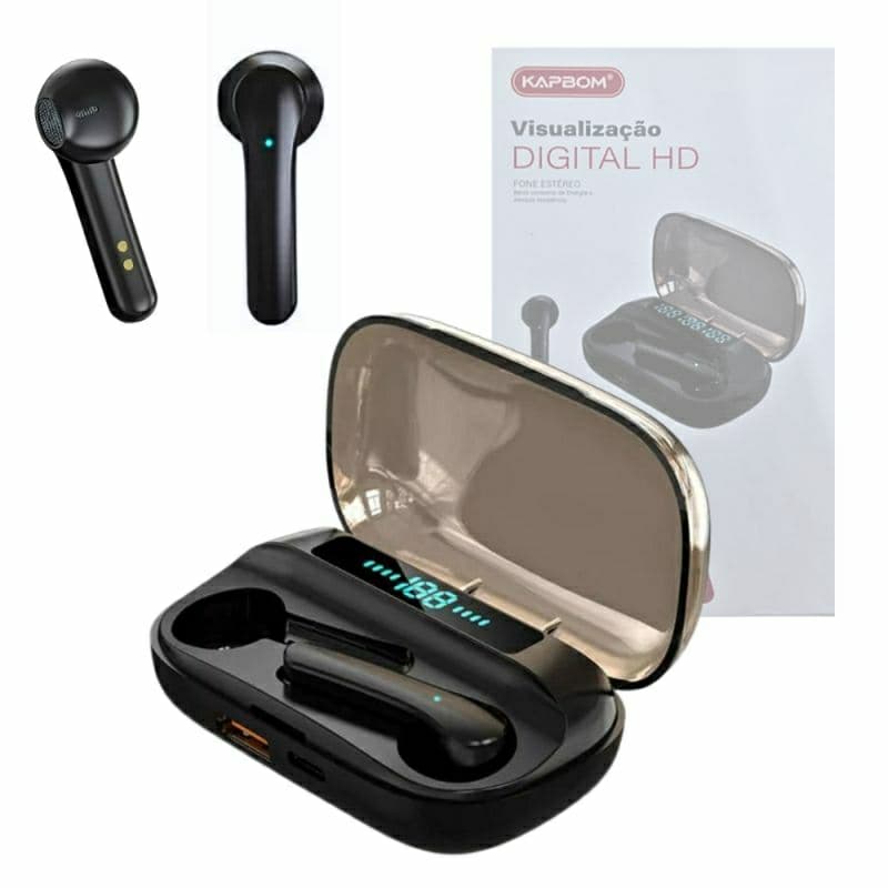 Fone bluetooth de Ouvido Intra Auricular com Case de Carregamento LED  KA-931