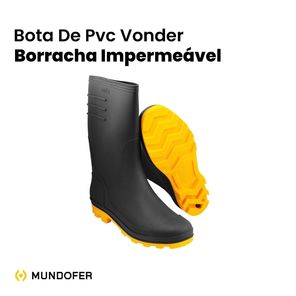 Bota PVC  Impermeável 7 Leguas Chuva Motociclista Moto Galocha Cano Médio Botina Vonder