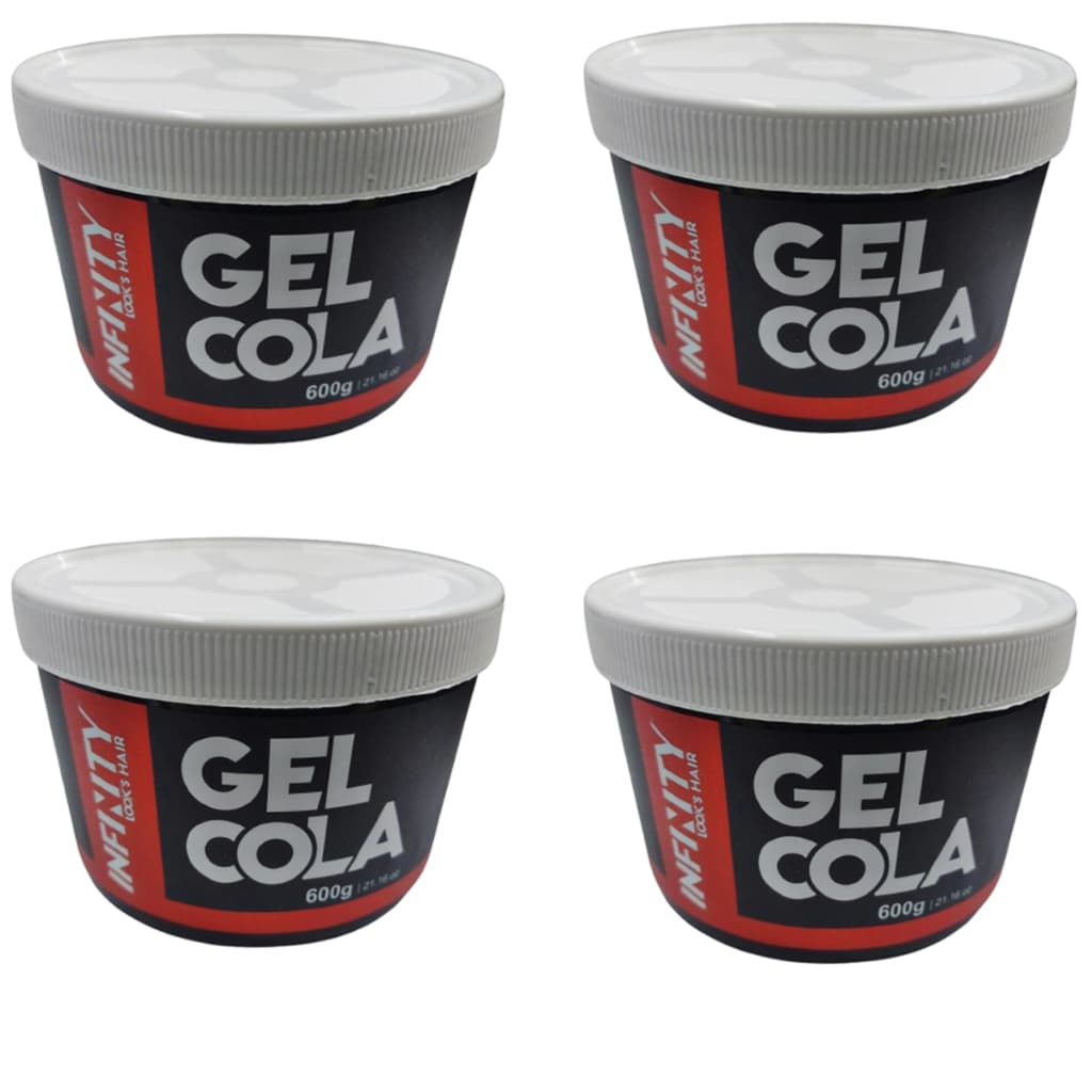 Kit 4x Gel Cola 600g Capilar Masculino Infinity Fixação Flexível | Modelador | Hidratação Profunda