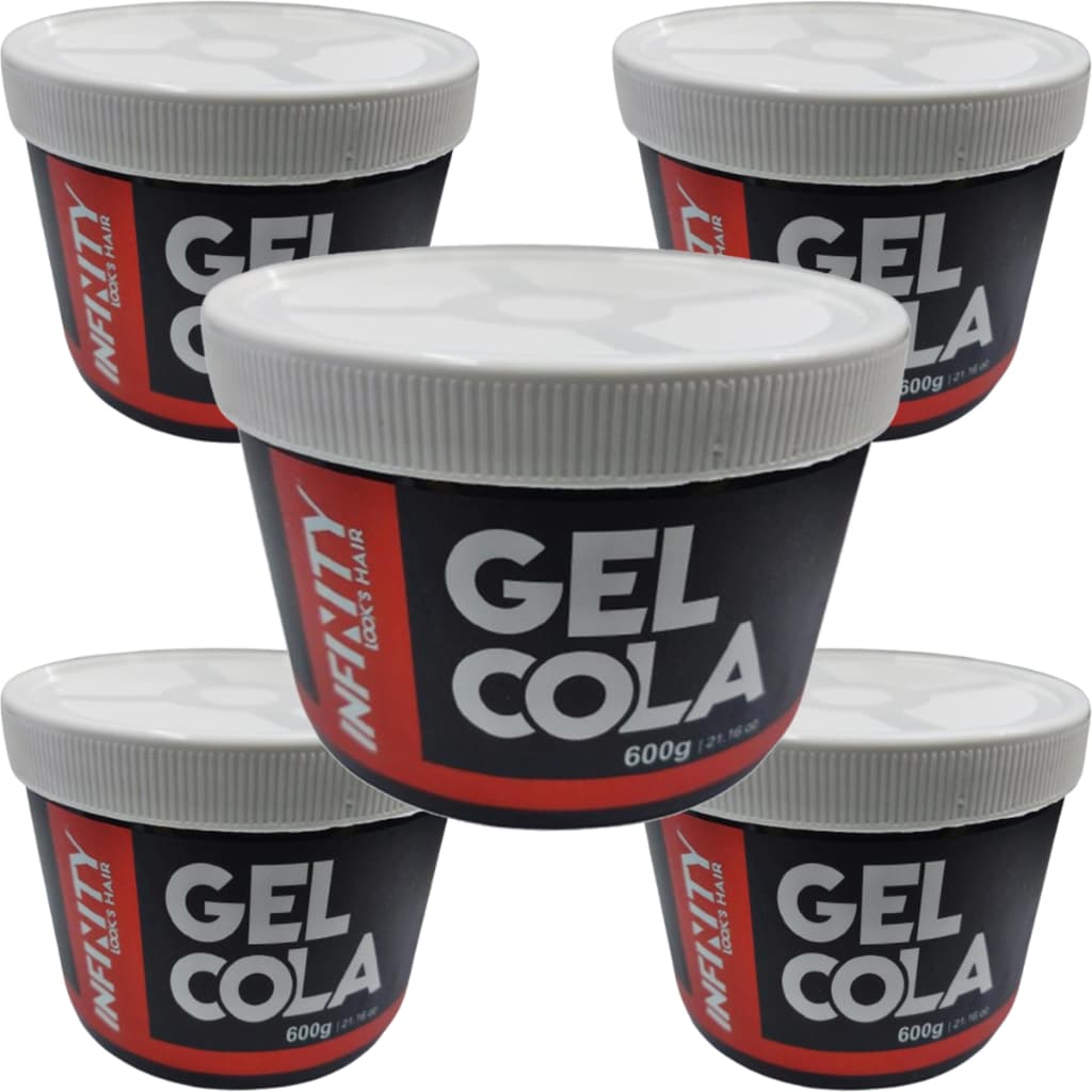Kit 5x Gel Cola 600g Capilar Masculino Infinity Fixação Flexível | Modelador | Hidratação Profunda