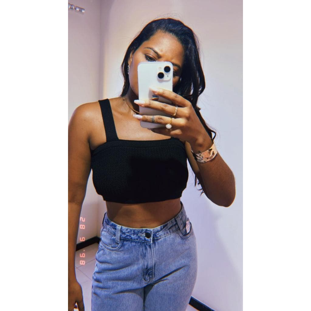 Cropped tricô Modal Feminino Básico Casual
