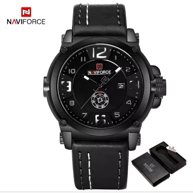 Relógio à prova d'água, relógio analógico, pulseira de couro genuíno - original Naviforce