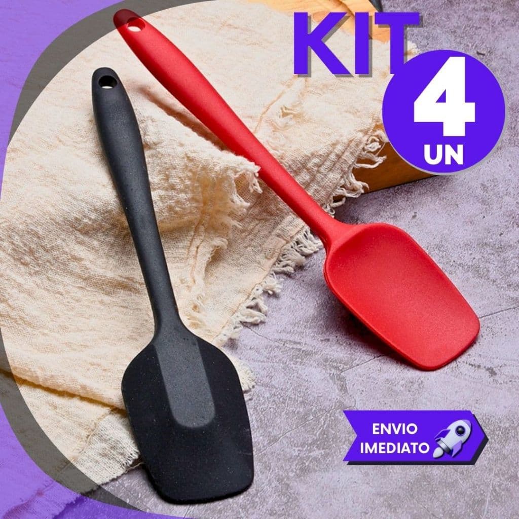 Kit Com 4/3 ou 2 Unidades Espátula De Silicone Pão Duro Maciço Cozinheiro Restaurante Bar e Cozinha