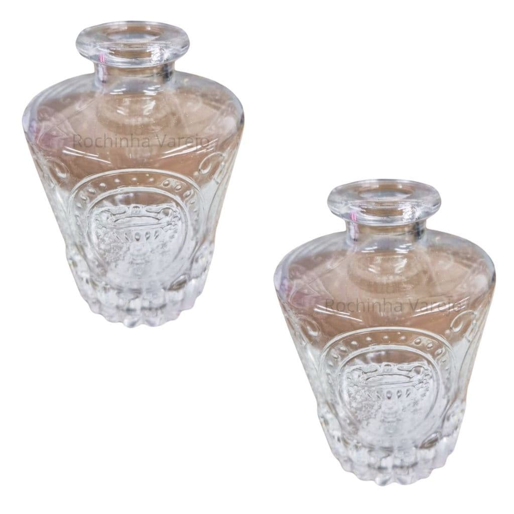 Kit com 2 unids de Frasco Decorado em Alto Relevo para Difusor Aromatizador de Vidro com 150ml Decoração para seu lar