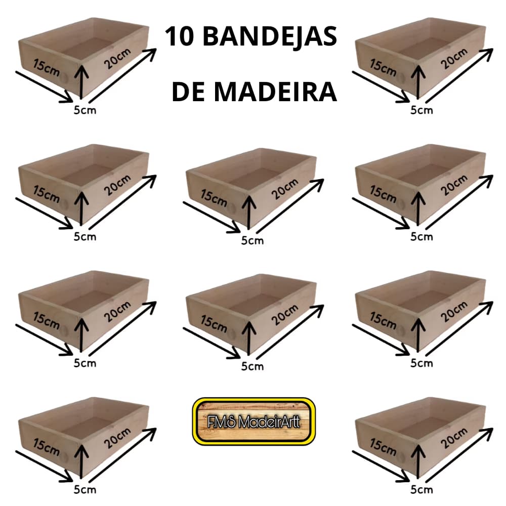 10 Bandejas - Cestas de madeira pinus para presente dia das mães, pais e namorados