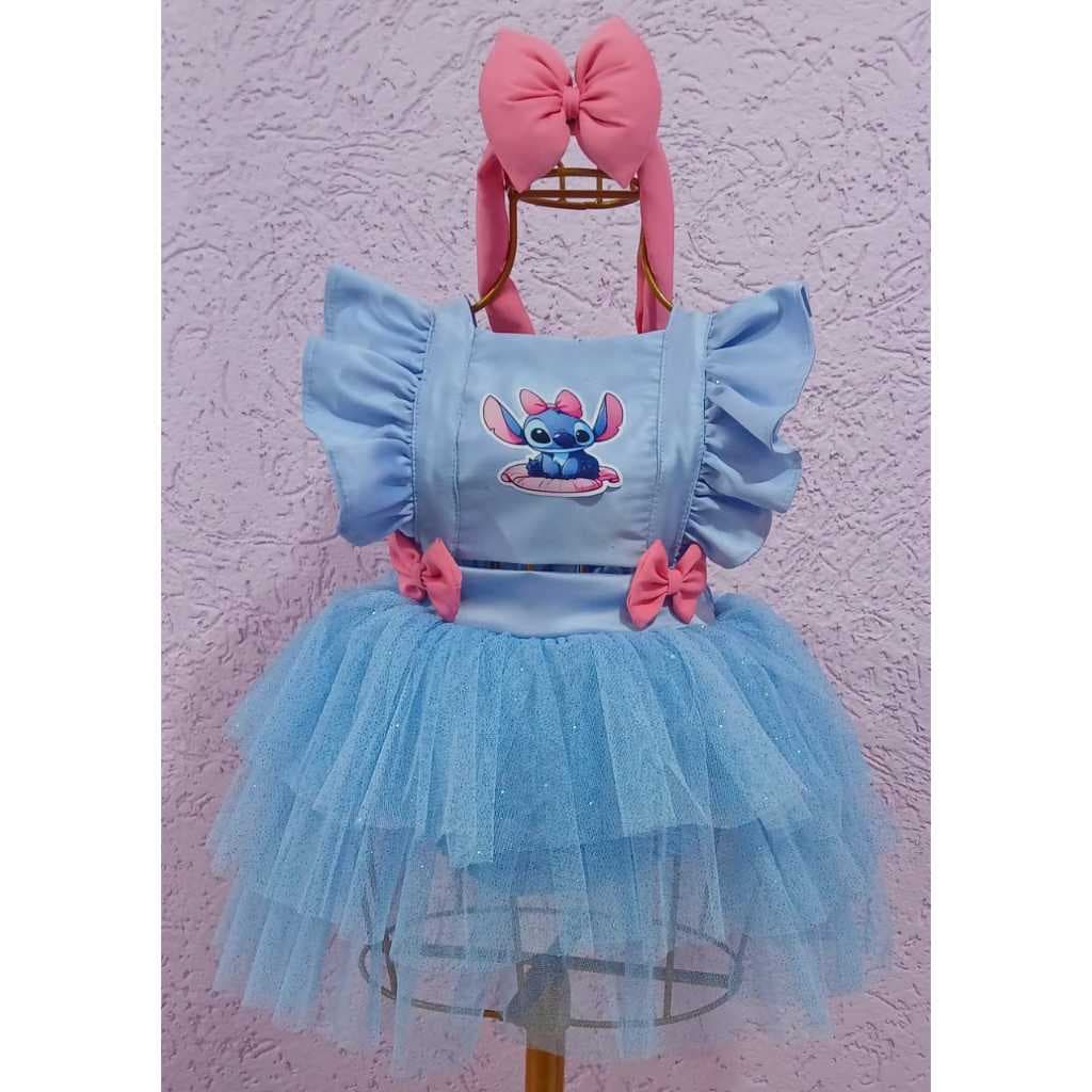salopete stitch romper stitch vestido azul