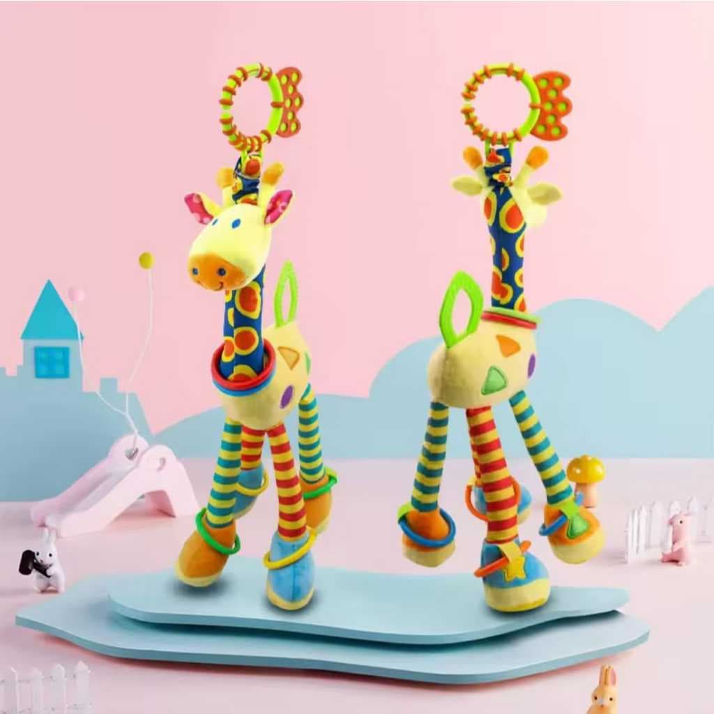 Girafa Girafinha Mordedor Pelúcia Brinquedo De Bebê Chocalho