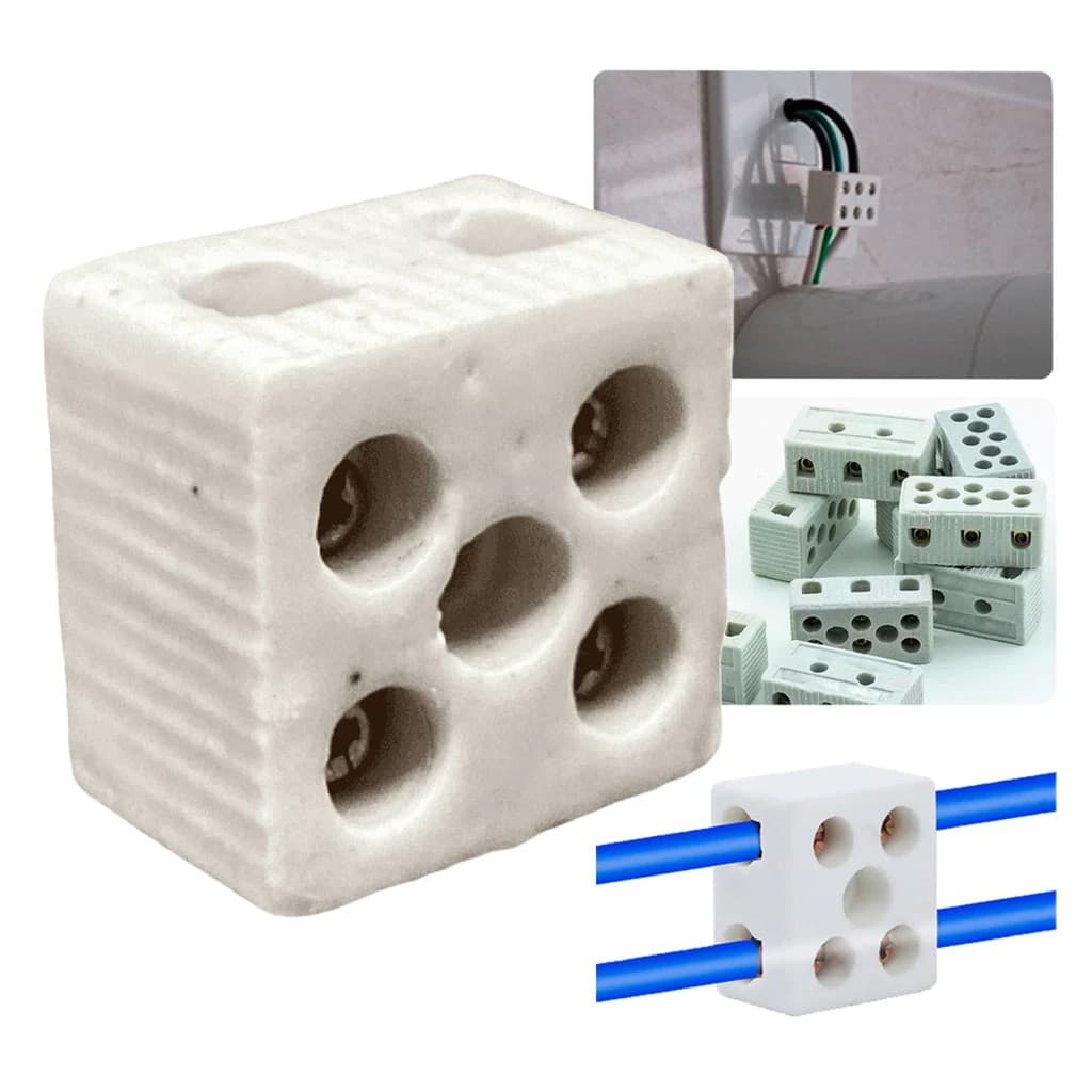 Kit 10 Conector Porcelana Chuveiro Bipolar 10mm Conector Elétrico Louça Cerâmica emenda Cabos Fios Qualidade