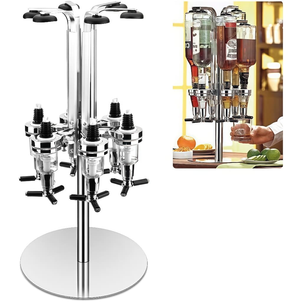 Dispenser Porta Bebidas Giratório Dosador Automático 6 Garrafas