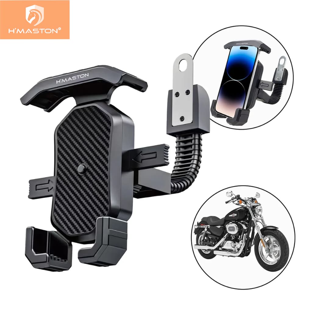 H'maston CJ-91 Suporte de Celular Moto Retrovisor Motocicleta preso no retrovisor Anti-vibração