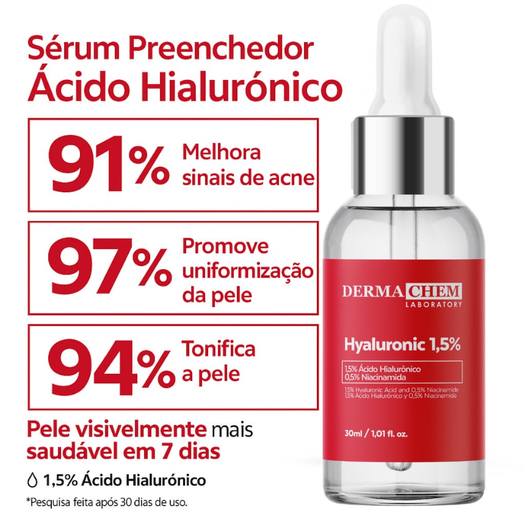 Sérum Facial  Preenchedor Ácido Hialurônico 30ml Dermachem