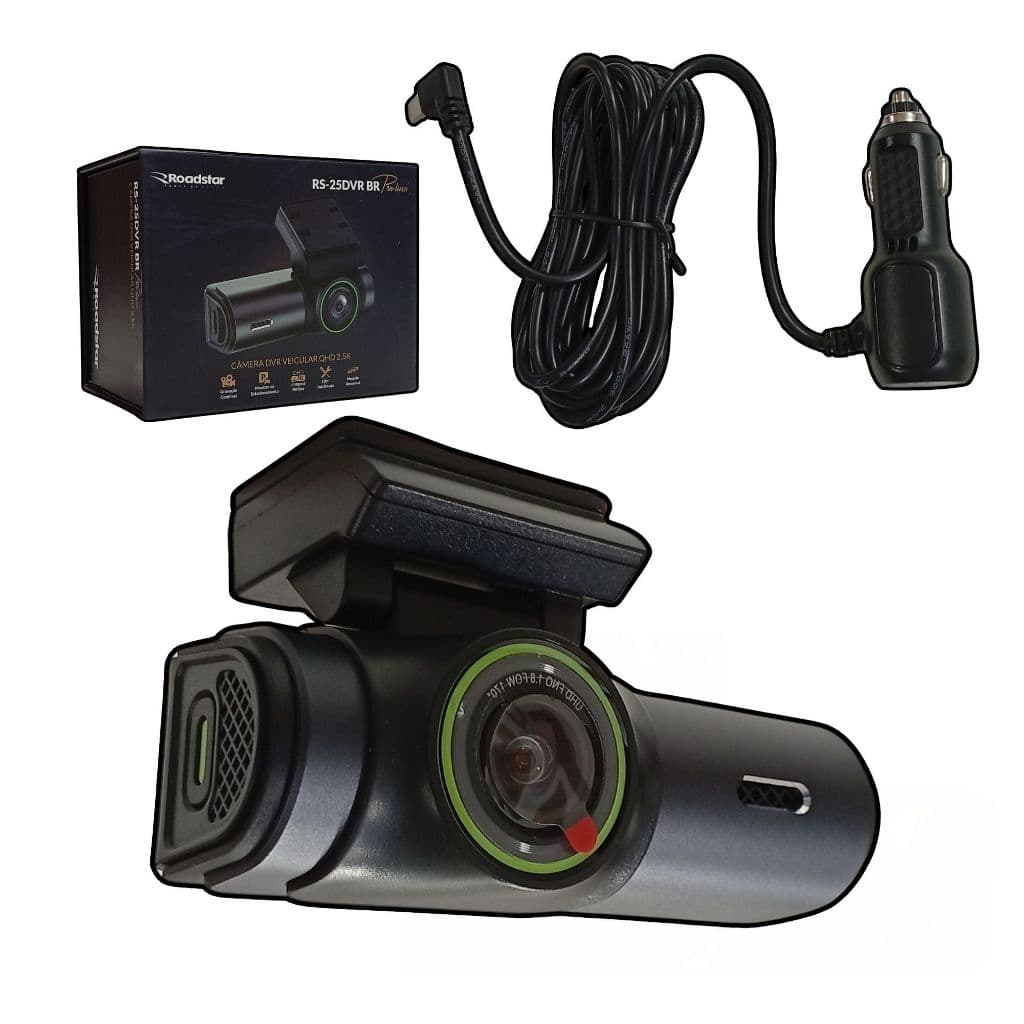 Sistema Câmera 12v Carro Automotivo Veicular Gravador DVR QHD 2,5K Áudio e Vídeo Segurança Universal