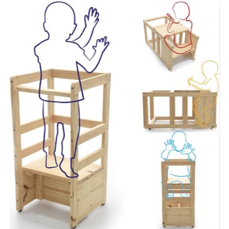 Torre de Aprendizagem Montessori Infantil Madeira Dobrável Conforto e Criatividade