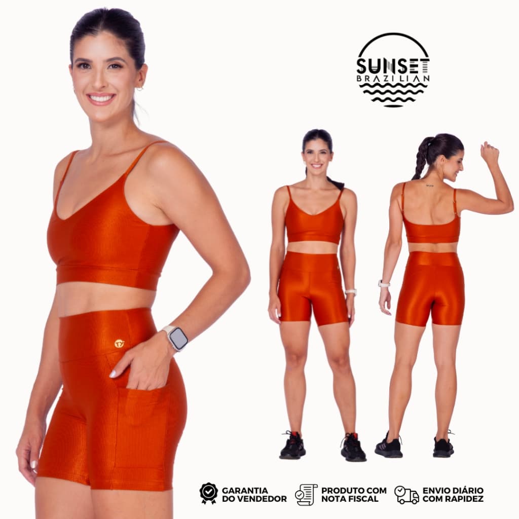 Bermuda Fitness de Poliamida com Cós Anatômico e Bolso Lateral Feminina