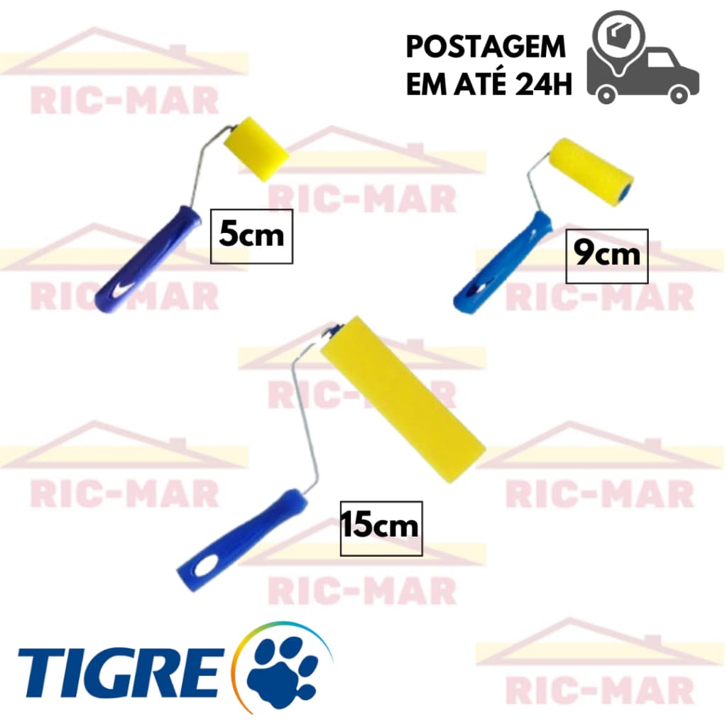 Rolinho de Espuma Tigre Para Artesanato e Pinturas 1341 - 5cm, 9cm, 15cm Rolo de Espuma Para Ferro, Madeira e Outros.