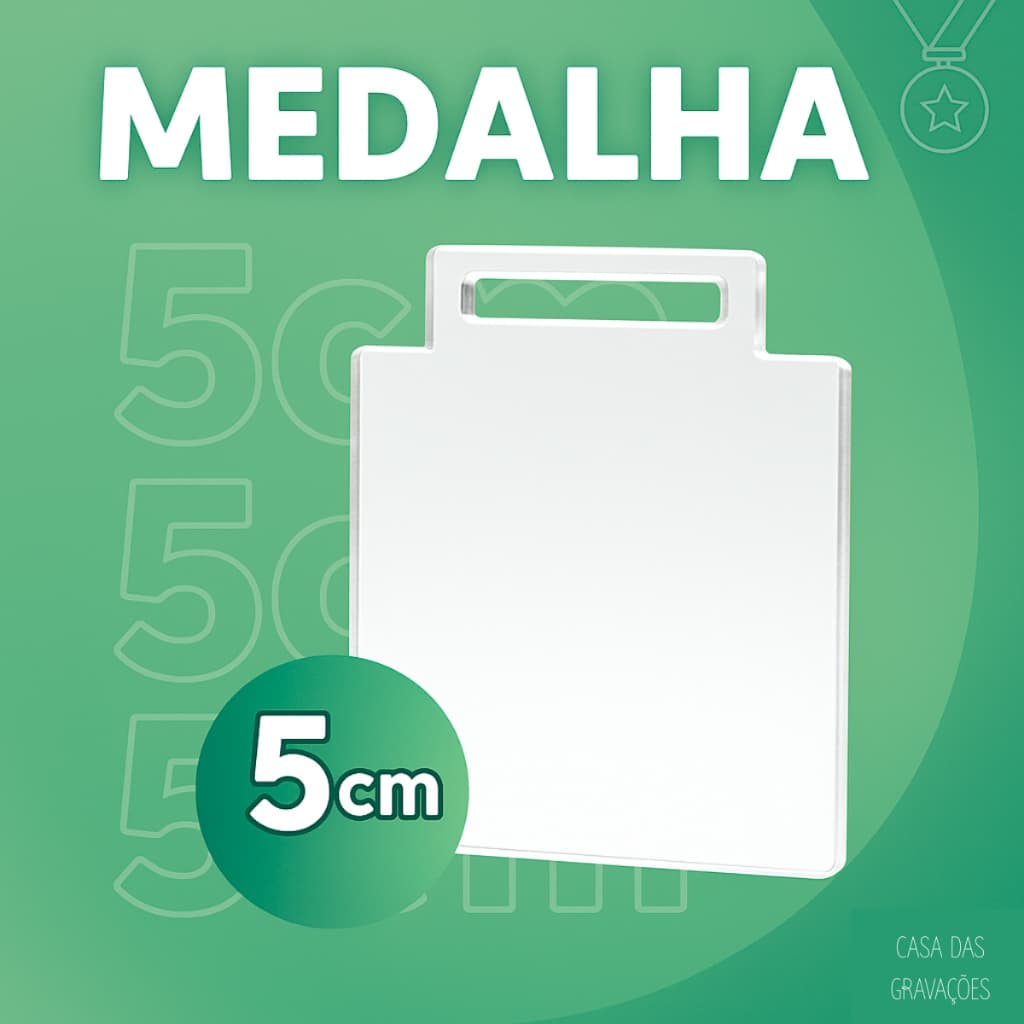 Kit Medalhas Quadradas Acrílico Cristal 2mm 5cm Esporte Atleta Futebol