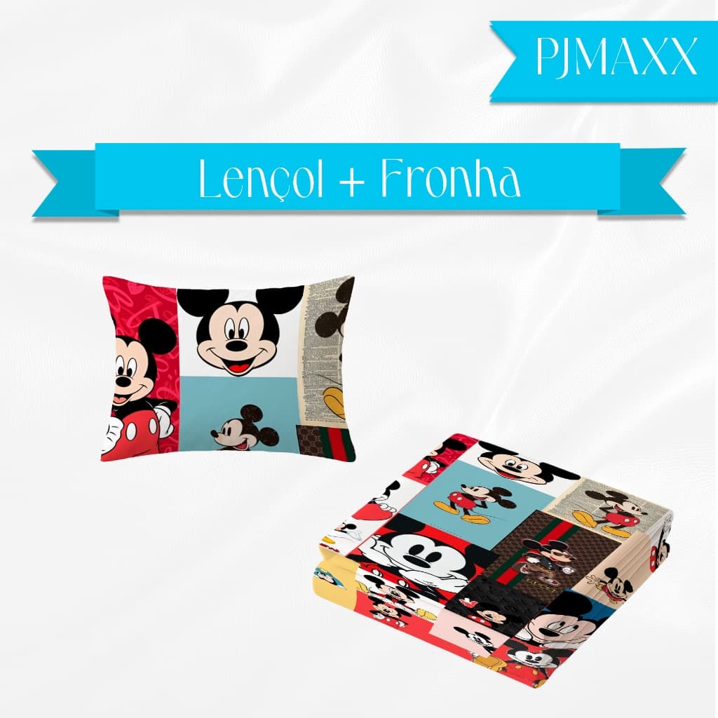 Jogo de Cama Infantil Lençol e Fronha Tema mickey Mouse Disney