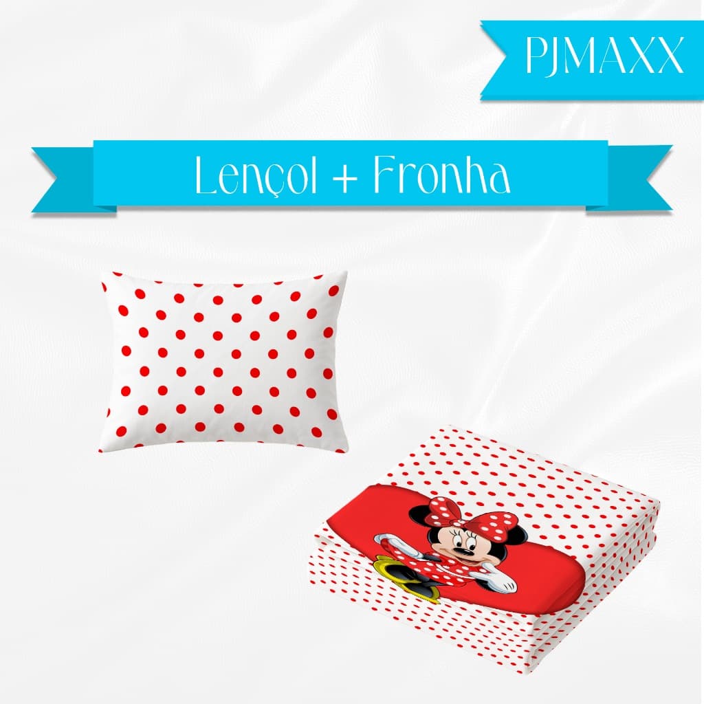 Jogo de Cama Infantil Lençol e Fronha Tema Minnie Mouse Rosa Menina Disney