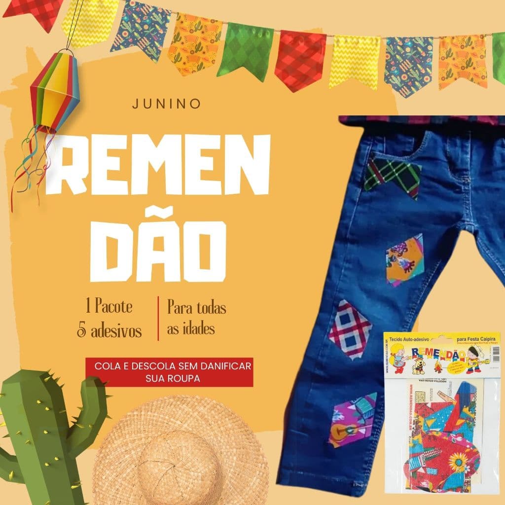 5 Remendo Adesivo Para Roupa Festa Junina Caipira Coloridos