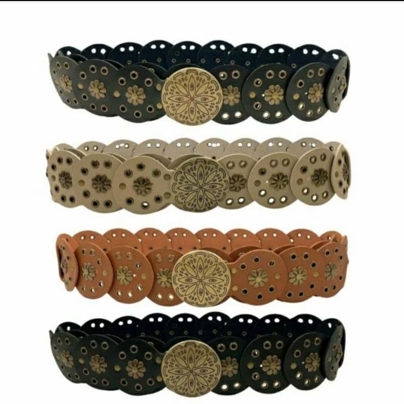 Cinto Feminino ouro velho Boho Chique Redondo Lançamento Tendência