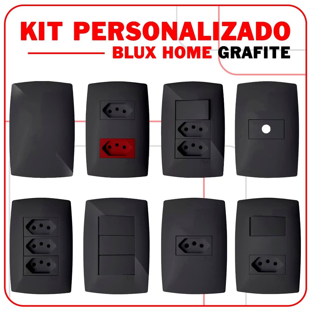 Seu Estilo, Suas Escolhas: Monte Seu Kit de Tomadas e Interruptores BLux Home Grafite